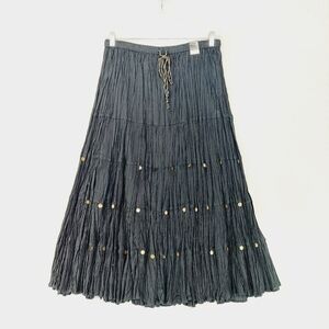Venezia Black Bohemian Gypsy Aesthetic Knee Length A-Line Skirts 684